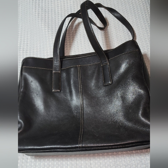 COACH EUC 5209 BLACK HAMPTON LEATHER PADDED LAPTOP BUSINESS TOTE BAG - Picture 3 of 12